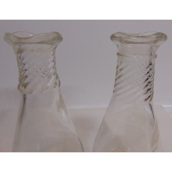 2 Vintage Clear Glass Anchor Hocking Olive Oil and Vinegar Cruets Stoppers 6" - Picture 6 of 10